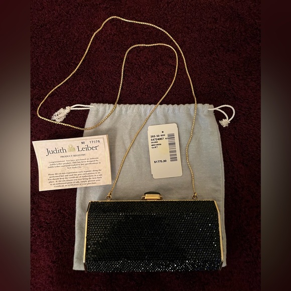 Vintage Judith Leiber Black and Gold Crystal Clutch. - Picture 14 of 16